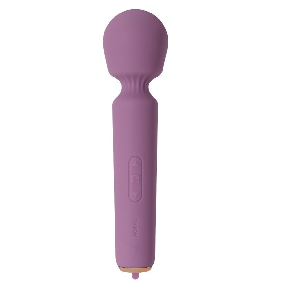 Purple handheld massager on a white background