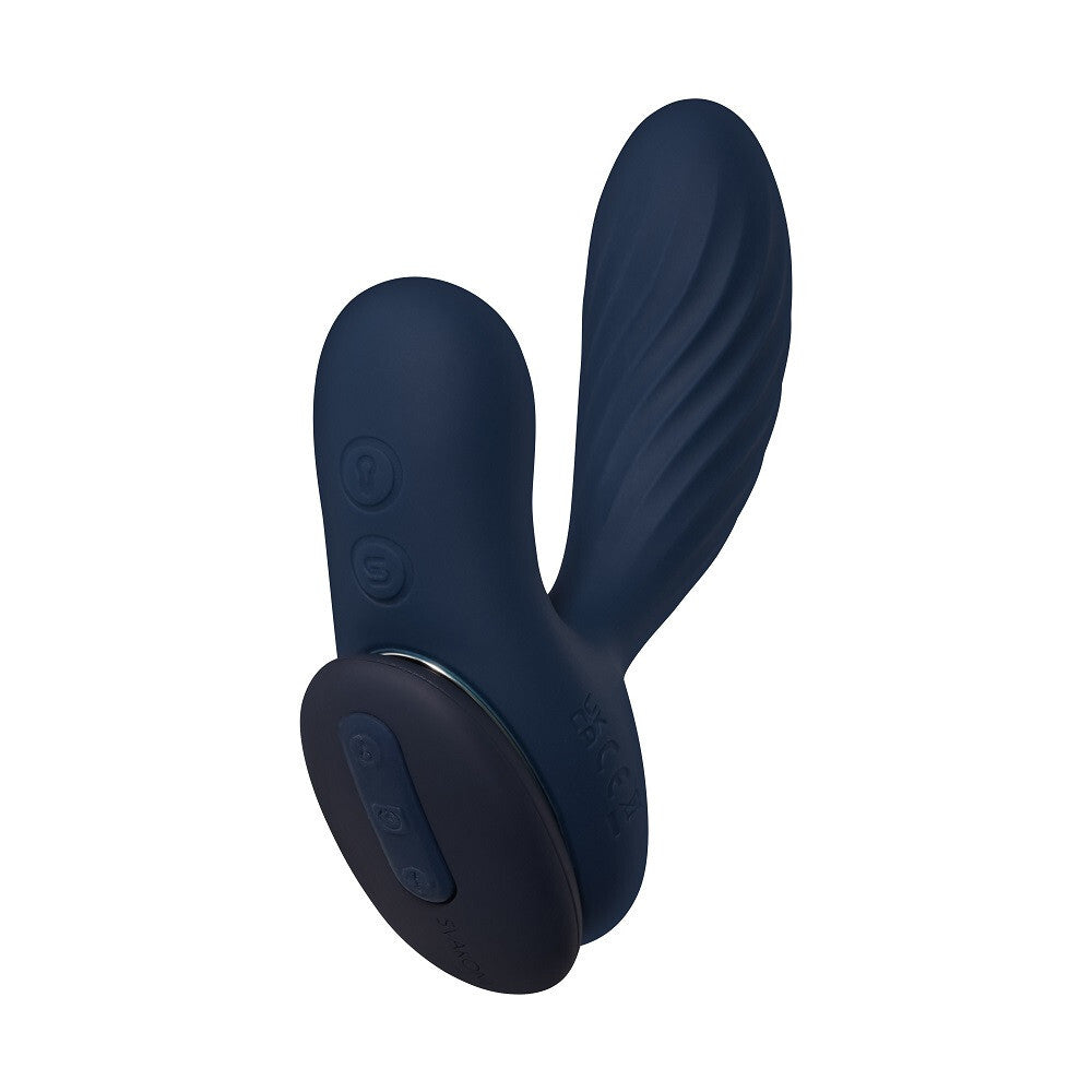 Navy blue electronic device on a white background