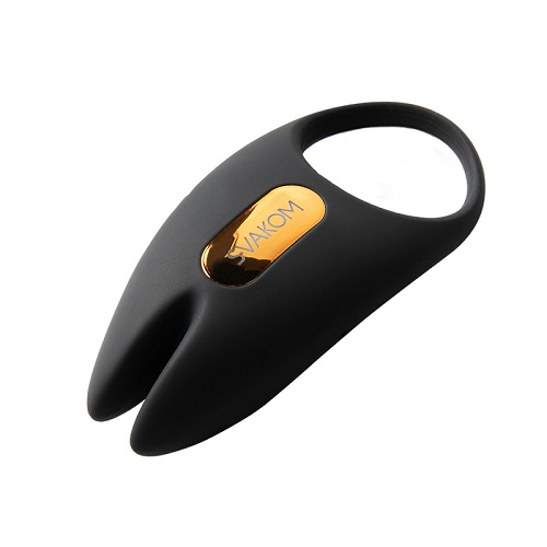 Black and gold Svakom device on a white background
