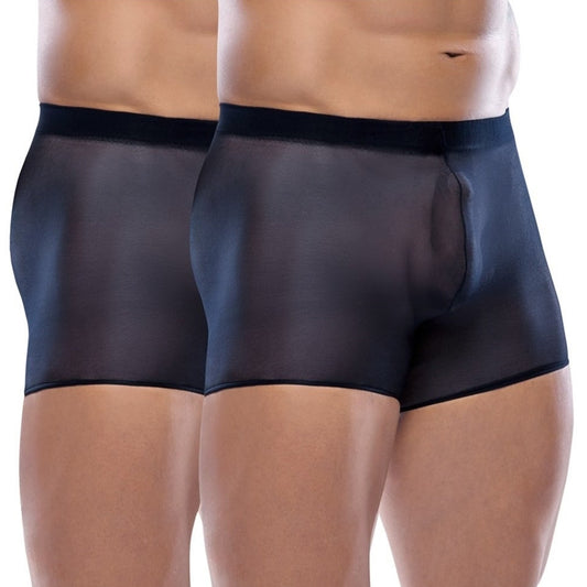 Two pairs of black men's underwear on a white background