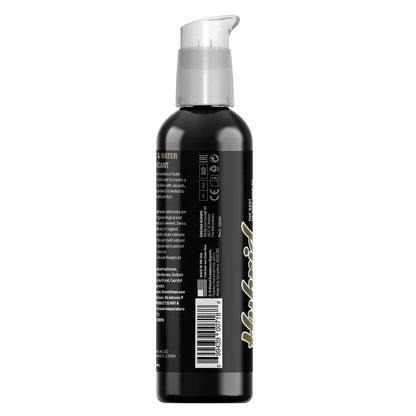 Black bottle with a white pump on a white background