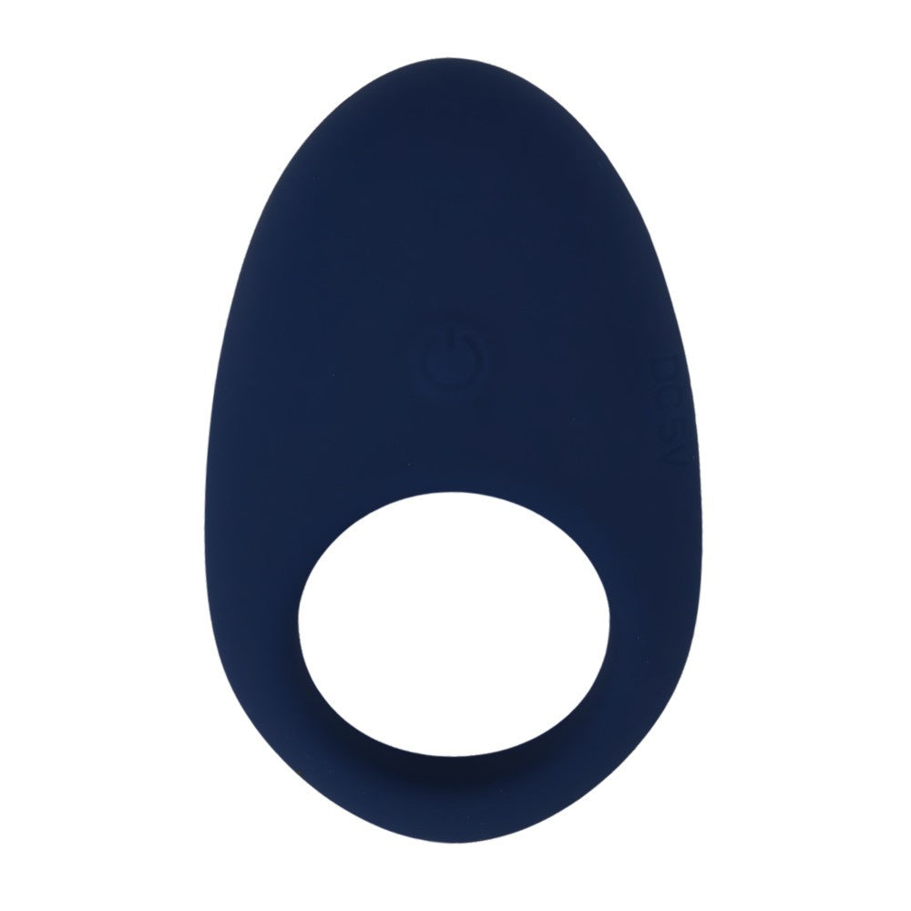 Navy blue silicone cock ring on a white background