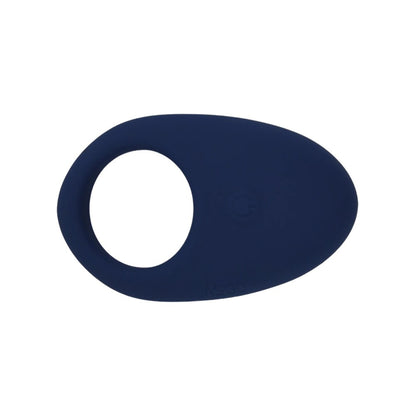 Navy blue silicone cock ring on a white background
