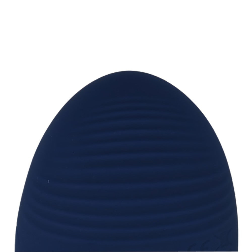 Navy blue textured object on a white background