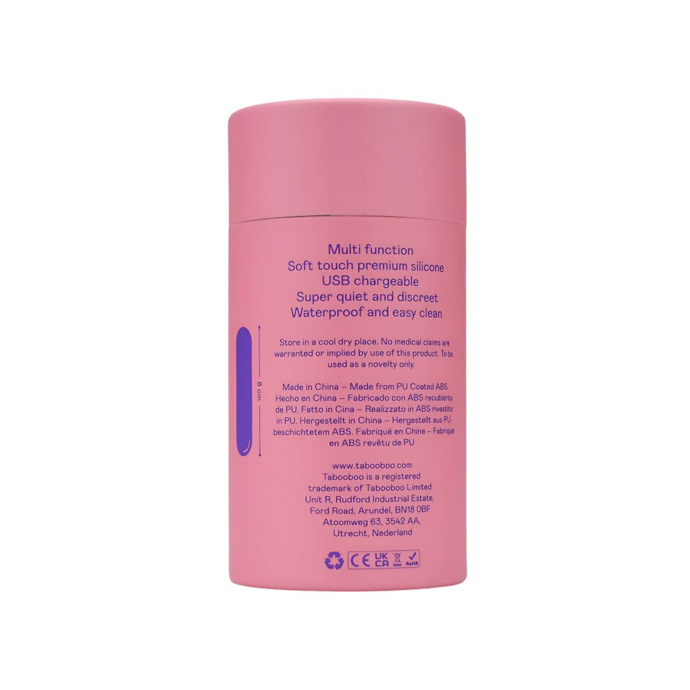 Pink container with text on a white background