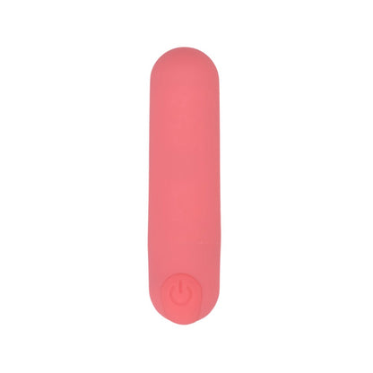 Pink electronic device with power symbol on a white background