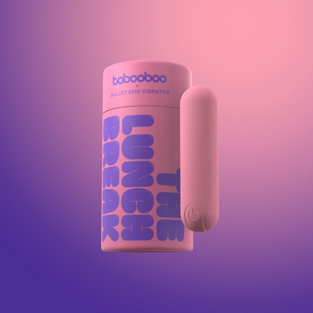 Pink and purple device with 'Tabooboo' branding on a gradient background