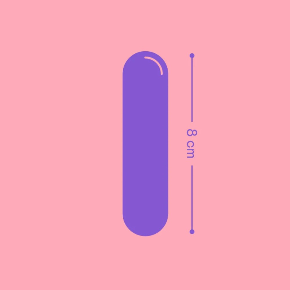 Purple rectangular object with a measurement label on a pink background