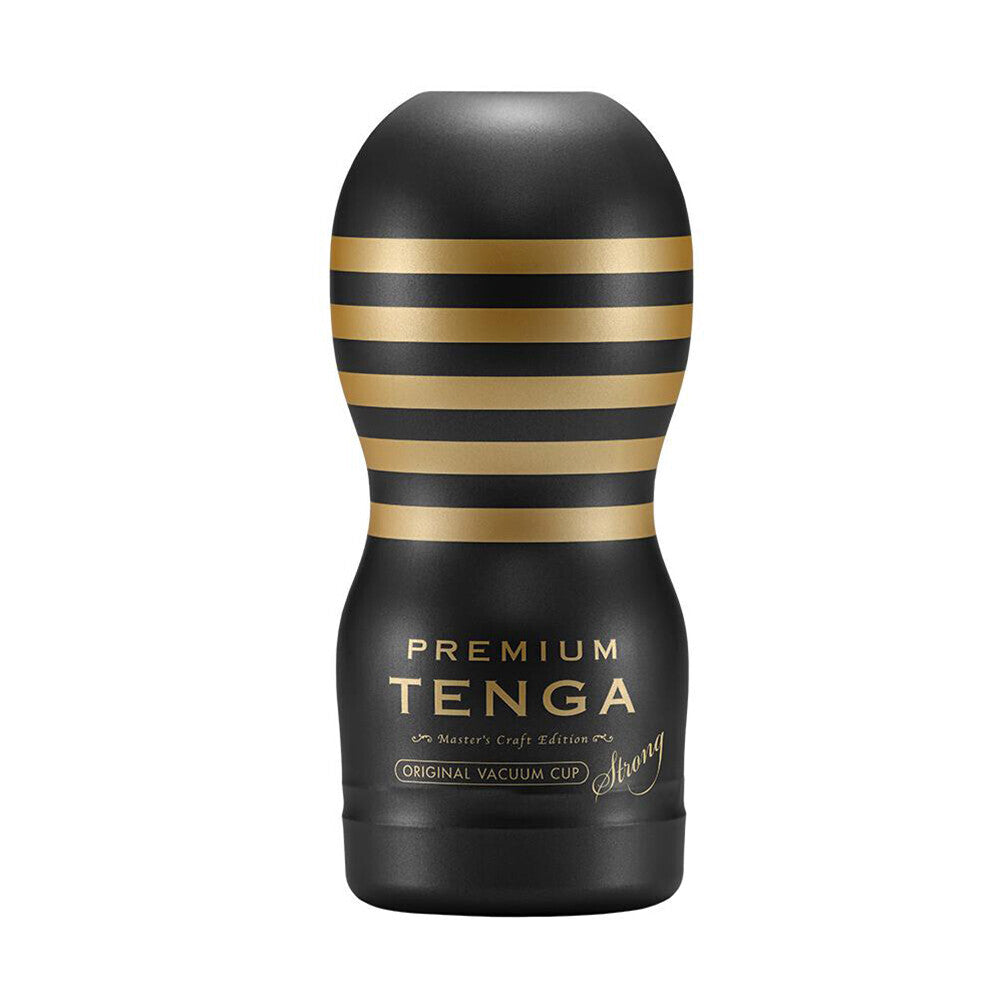 Black and gold Tenga product on a white background