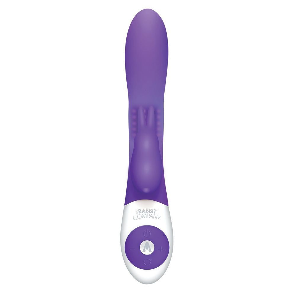 Purple and white electronic device with 'Rabbit Company' branding on a white background