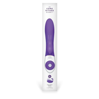 Purple and white electronic massage device in packaging on a white background