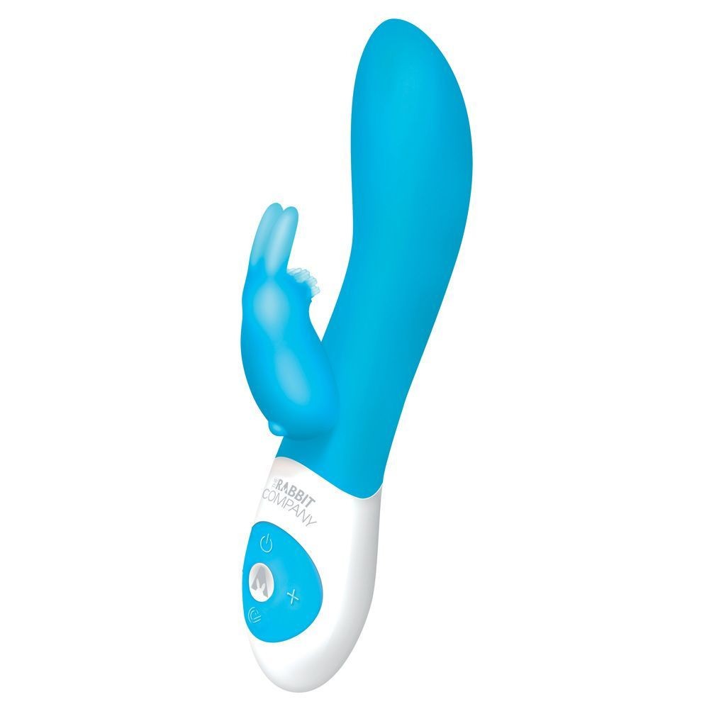 Blue and white electronic massage device on a white background
