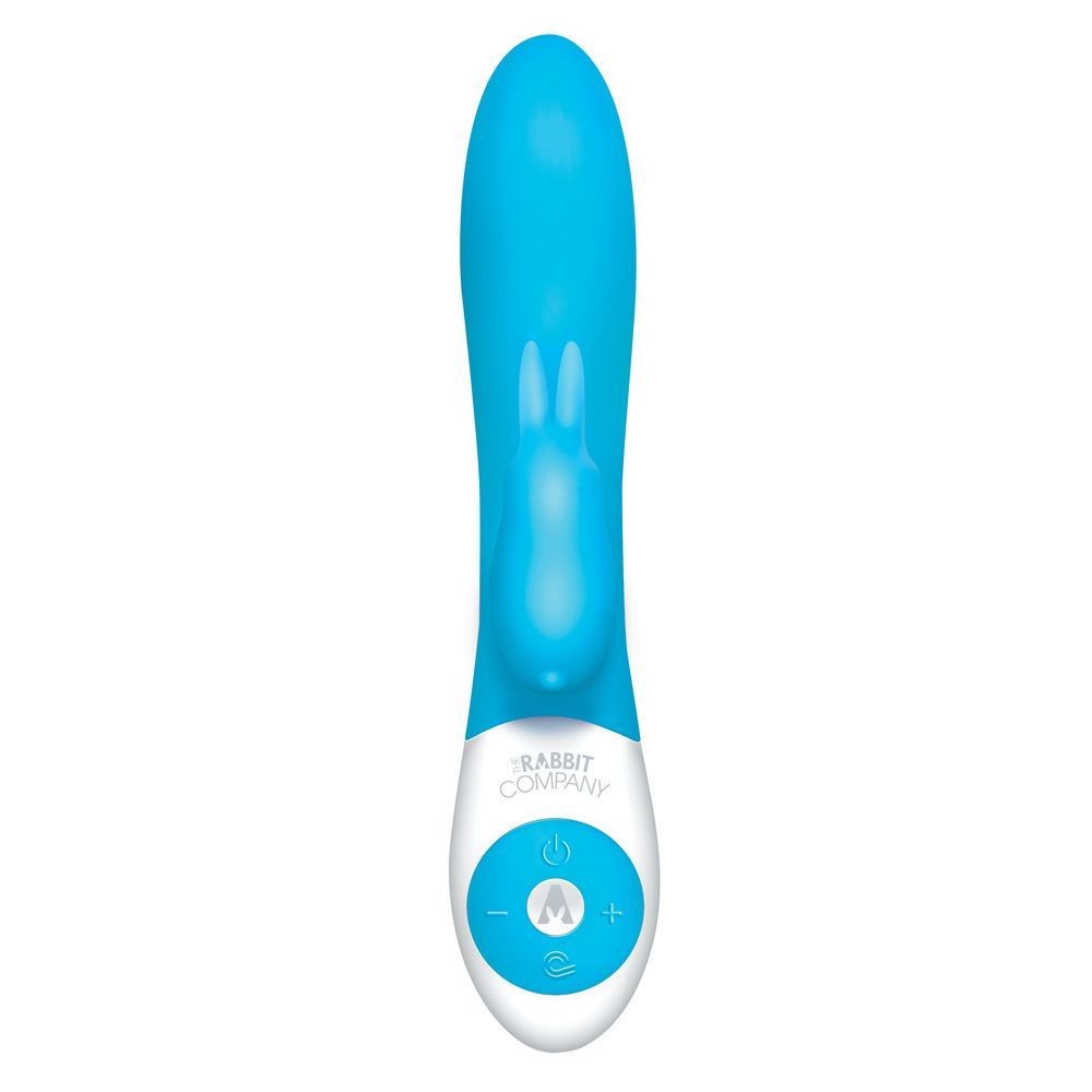 Blue and white electronic massage device on a white background