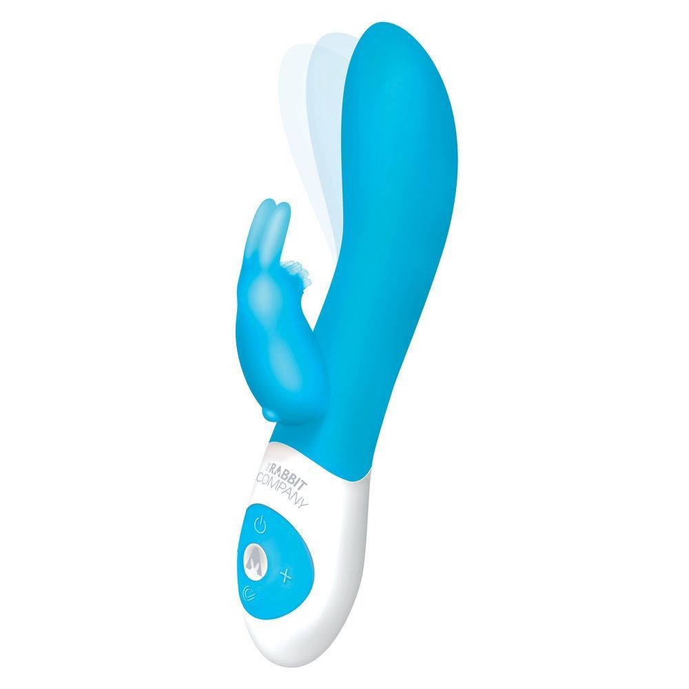 Blue and white electronic massage device on a white background