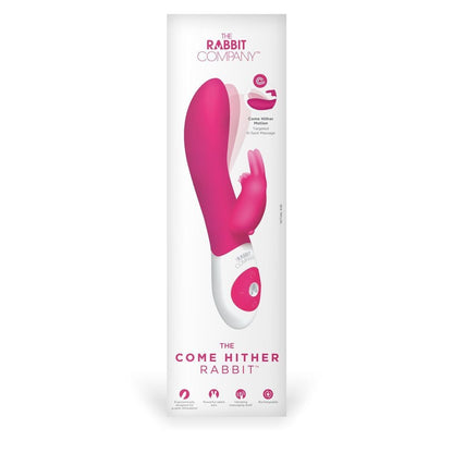Pink and white 'Come Hither Rabbit' product packaging from The Rabbit Company on a white background.