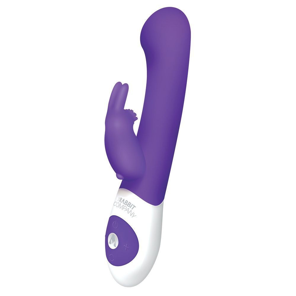 Purple and white rabbit-shaped object on a white background