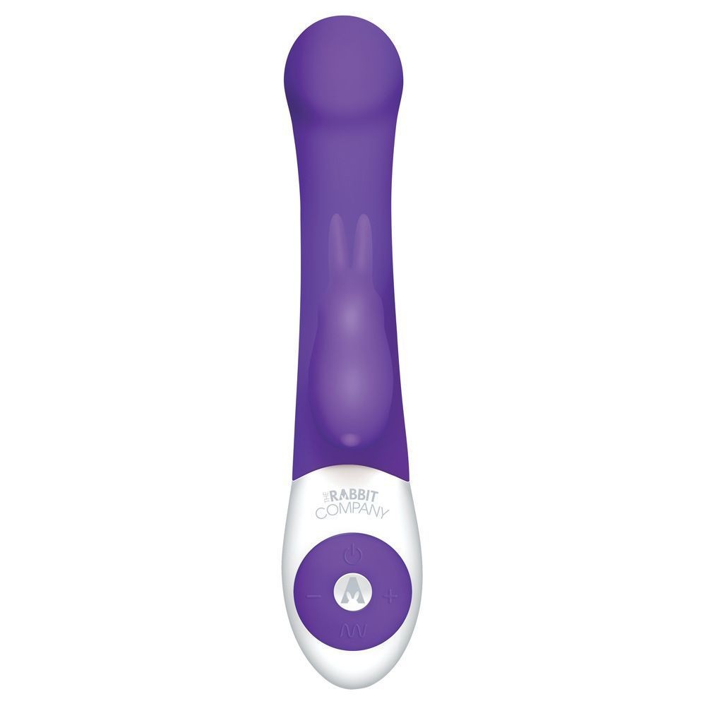 Purple and white electronic device with 'Rabbit Company' branding on a white background