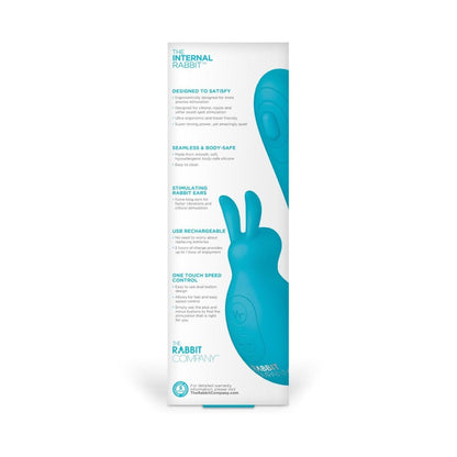 Product packaging for 'The Internal Rabbit' with blue rabbit-shaped device on a white background