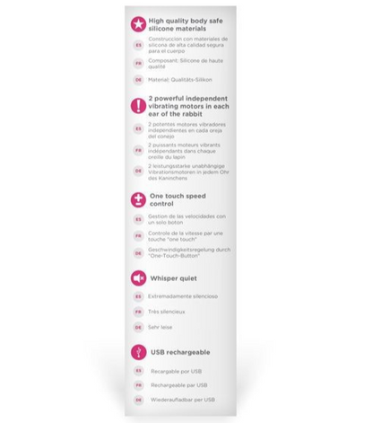 Product feature list on a white background