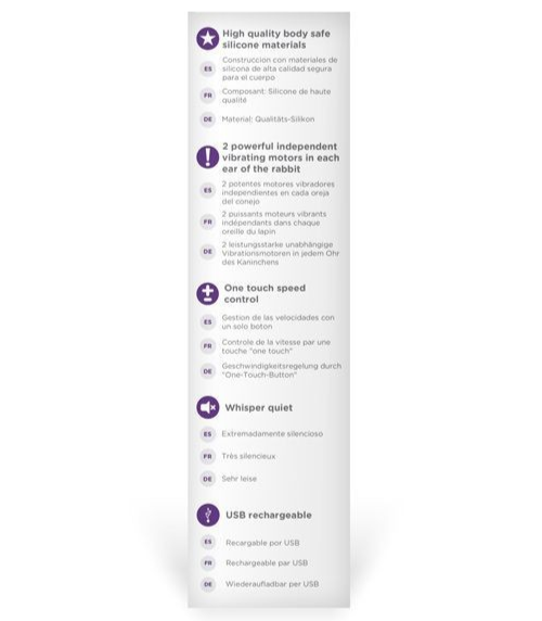 Product feature card with text on a white background