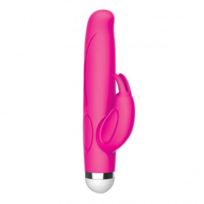 Pink electronic sex toy on a white background