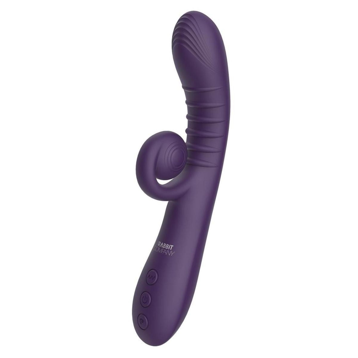 Purple sex toy with 'Rabbit' branding on a white background