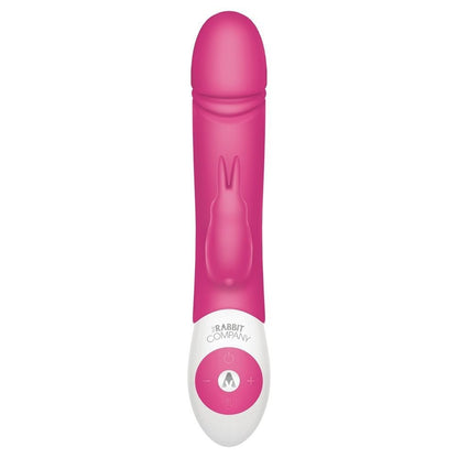 Pink and white sex toy with 'Rabbit Company' branding on a white background
