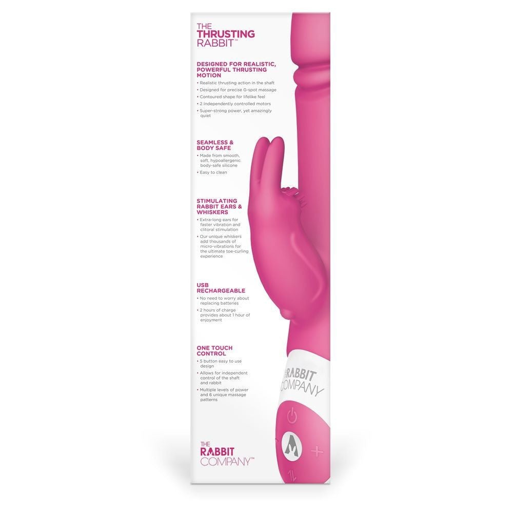 Pink rabbit-shaped vibrator with packaging on a white background