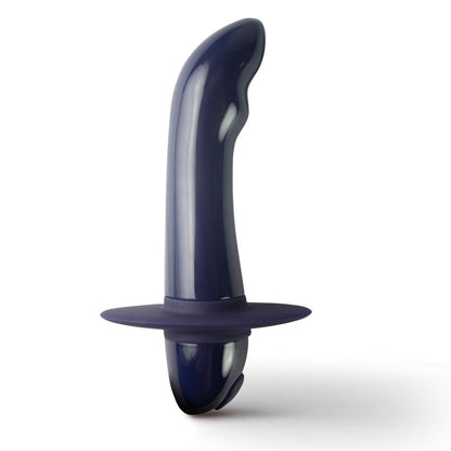 Navy blue silicone butt plug on a white background