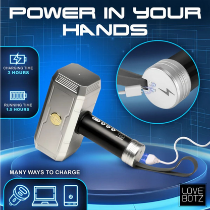 Power tool with charging features on a blue background, featuring the brand 'Love Botz'.