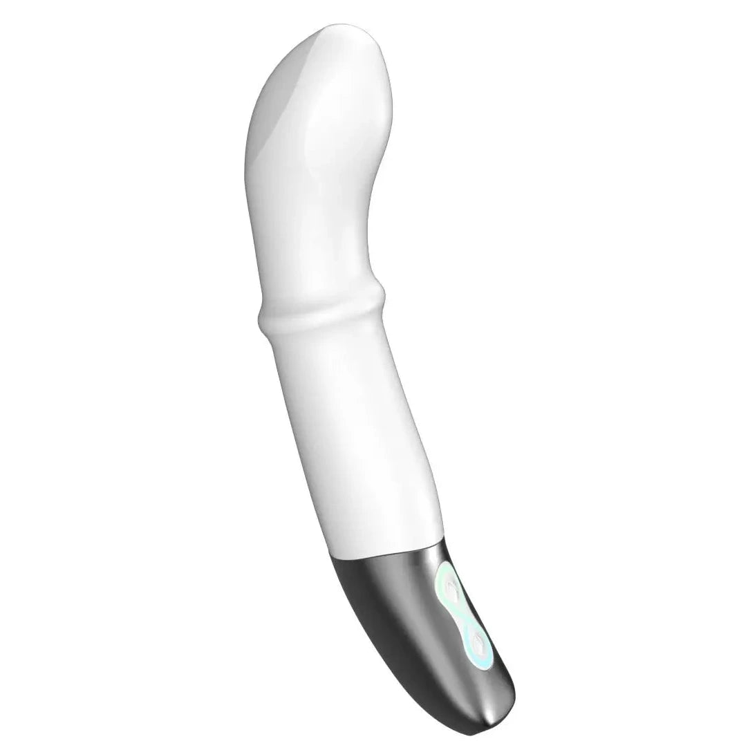 Titanz Come Hither Motion Rechargeable G-Spot Prostate Silicone Vibrator White on a white background