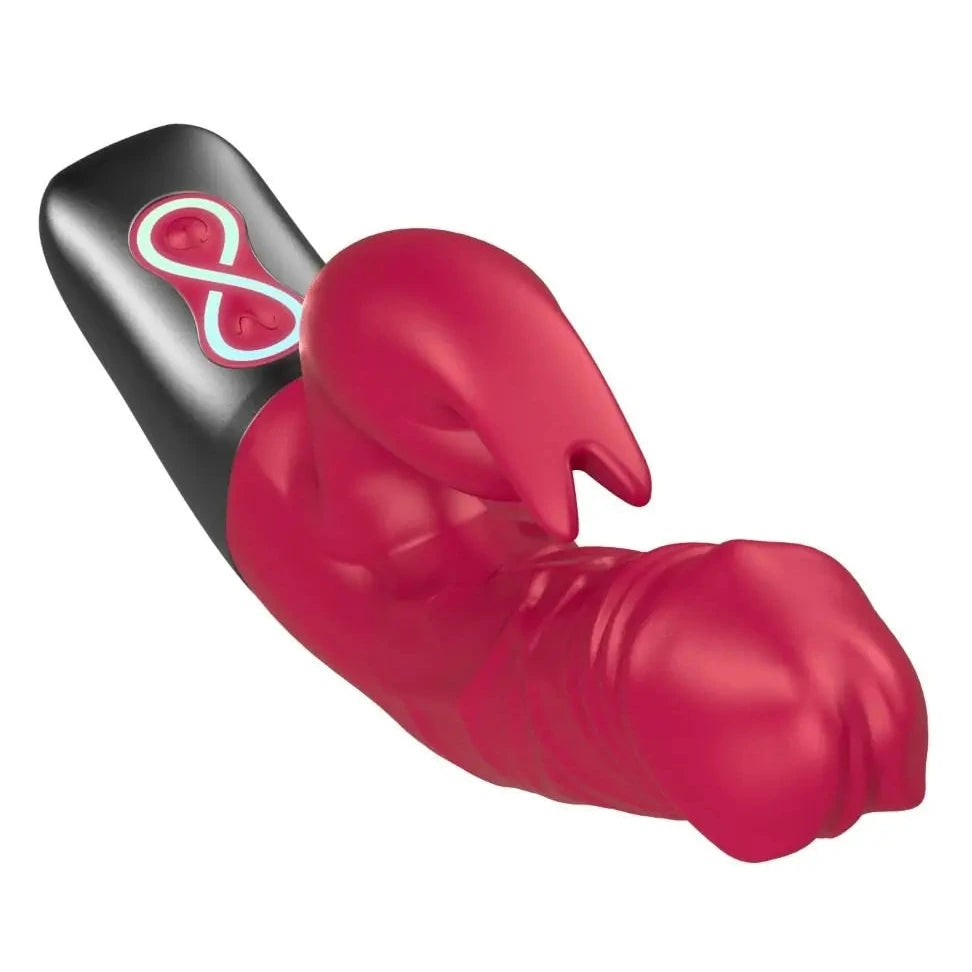 Titanz Rotating 3.5 Inch Rechargeable Silicone Rabbit Vibrator With Clit Stimulation Pink on a white background