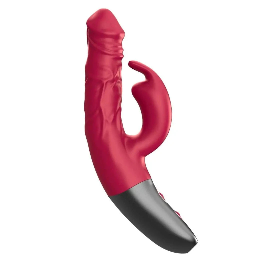 Titanz Rotating 3.5 Inch Rechargeable Silicone Rabbit Vibrator With Clit Stimulation Pink on a white background
