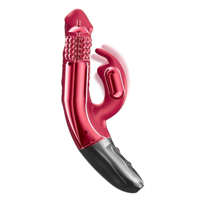 Titanz Rotating 3.5 Inch Rechargeable Silicone Rabbit Vibrator With Clit Stimulation Pink on a white background