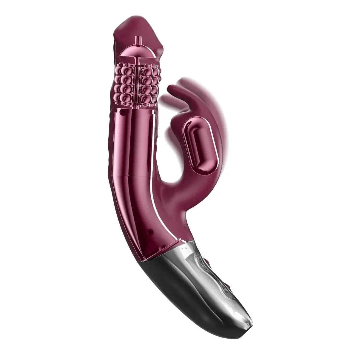 Titanz Rotating 3.5 Inch Rechargeable Silicone Rabbit Vibrator With Clit Stimulation Purple on a white background