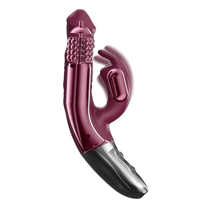 Titanz Rotating 3.5 Inch Rechargeable Silicone Rabbit Vibrator With Clit Stimulation Purple on a white background
