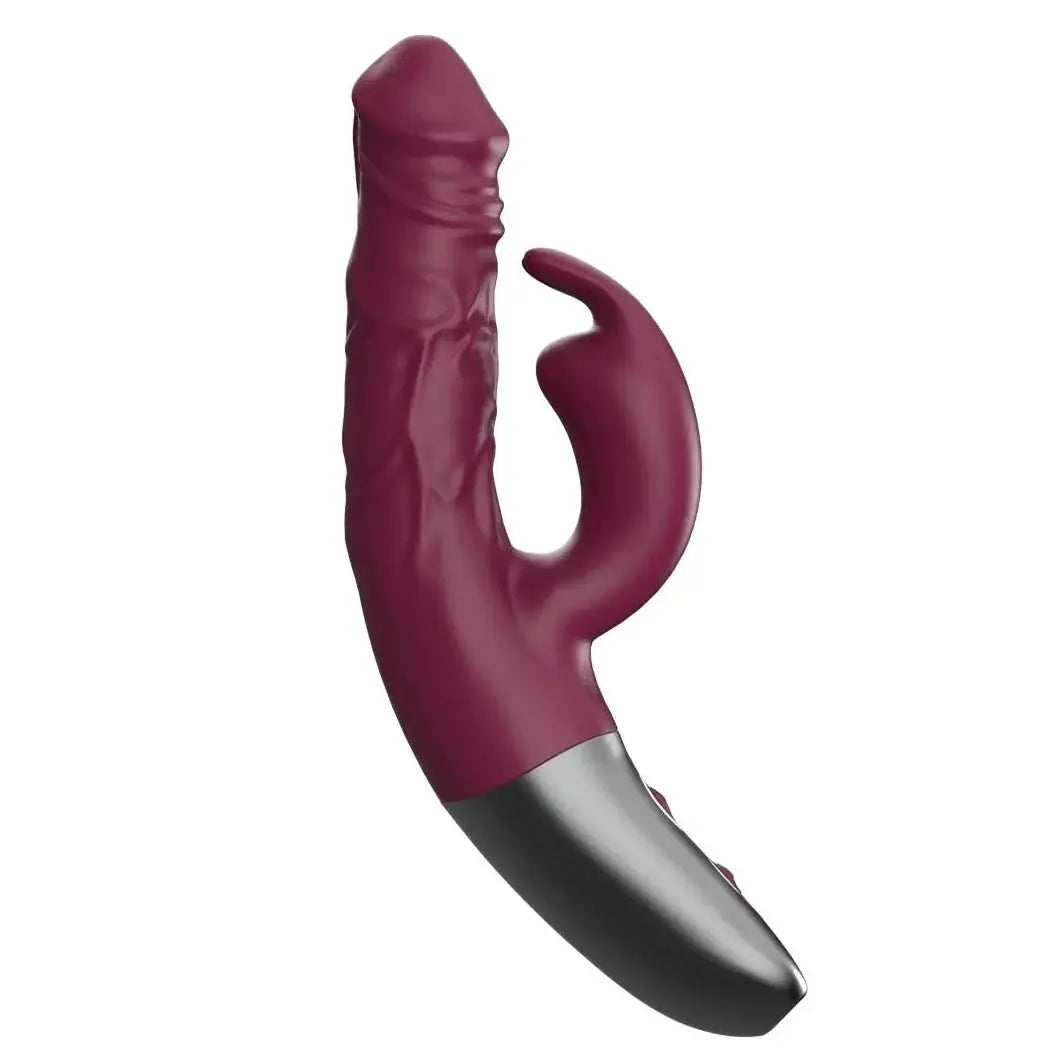 Titanz Rotating 3.5 Inch Rechargeable Silicone Rabbit Vibrator With Clit Stimulation Purple on a white background