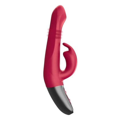 Titanz Rotating 5 Inch Rechargeable Silicone Rabbit Vibrator With Clit Stimulation Pink on a white background
