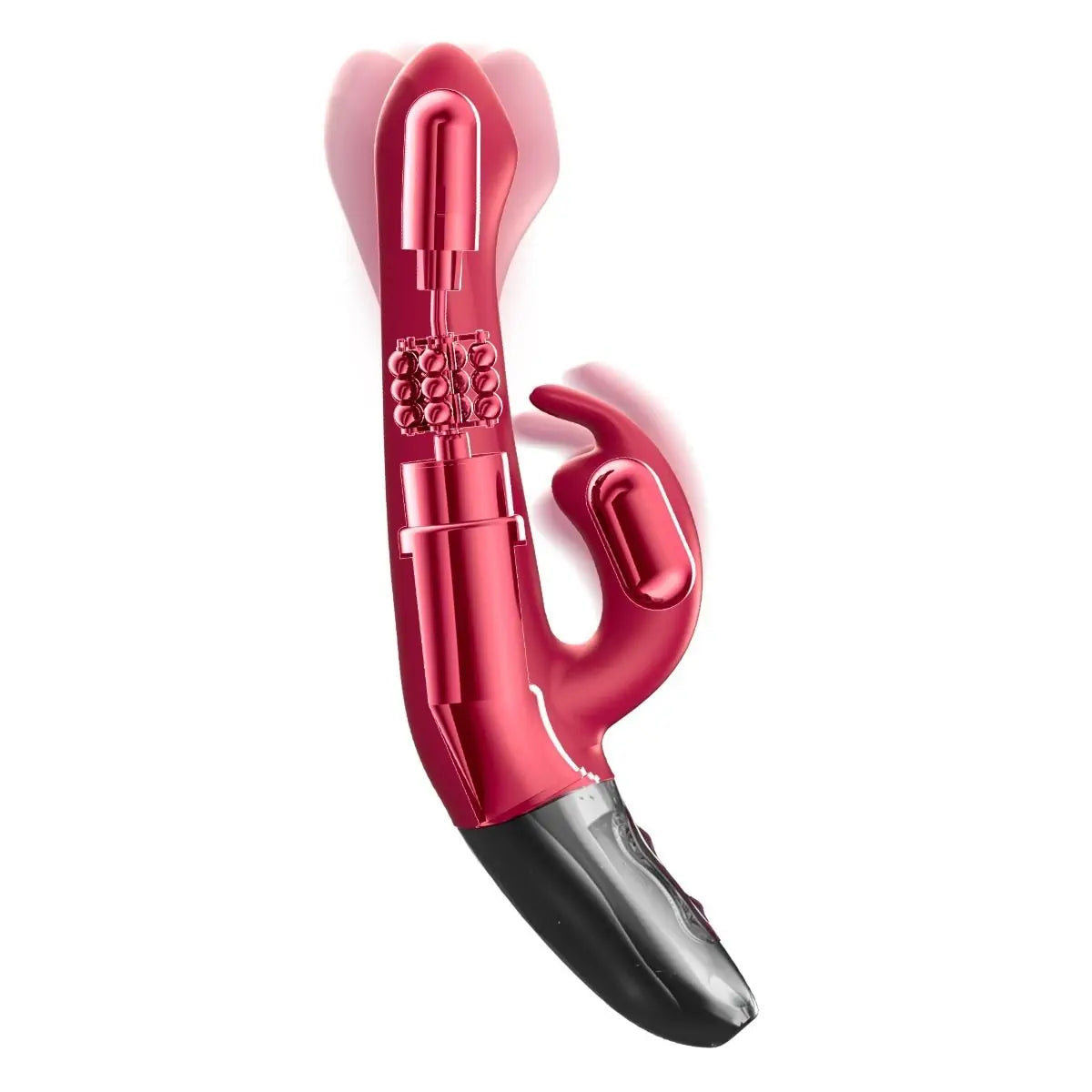 Titanz Rotating 5 Inch Rechargeable Silicone Rabbit Vibrator With Clit Stimulation Pink on a white background
