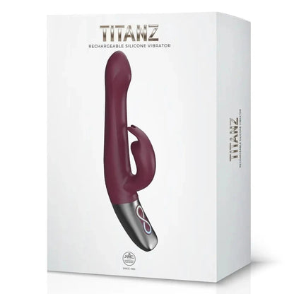 Titananz rechargeable silicone vibrator packaging on a white background
