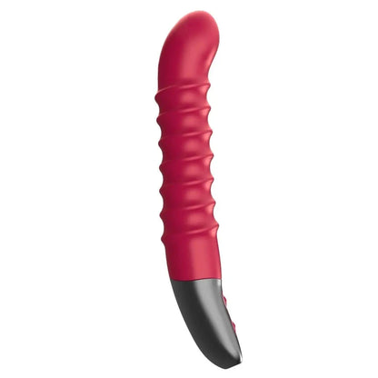 Titanz Spiral 6 Inch Silicone Vibrator USB Rechargeable Pink Ribbed Dildo Massager on a white background
