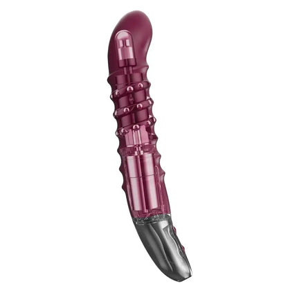 Titanz Spiral 6 Inch Silicone Vibrator USB Rechargeable Purple Ribbed Massager on a white background