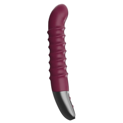 Titanz Spiral 6 Inch Silicone Vibrator USB Rechargeable Purple Ribbed Massager on a white background