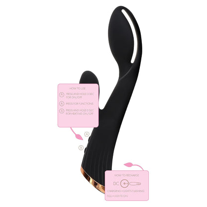 Black electronic device with user instructions on a white background