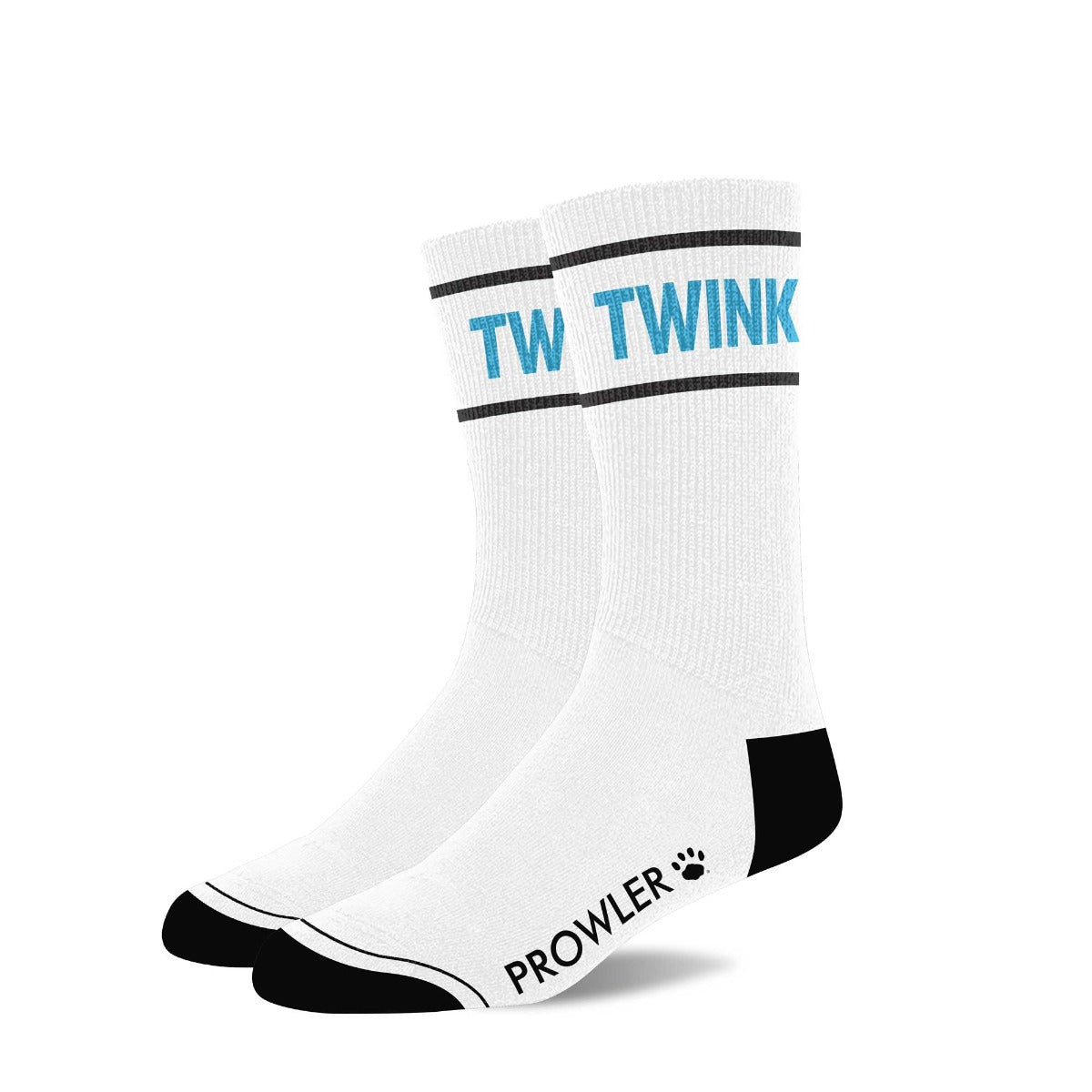 White sock with 'TWINK' text on a white background