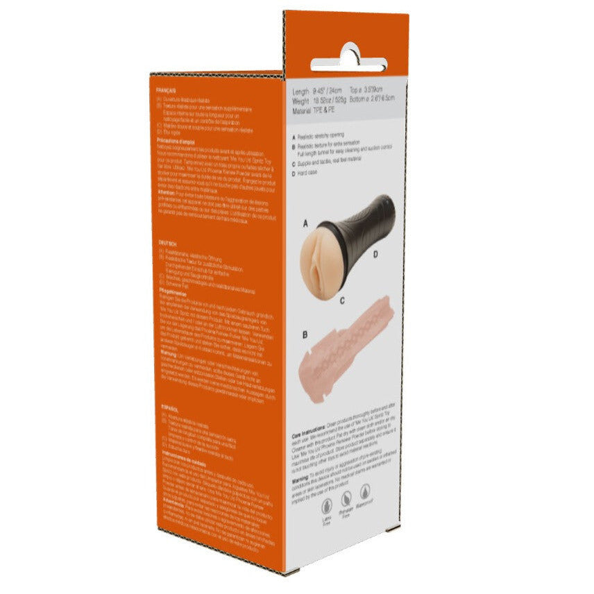 Product packaging with an orange and white design on a white background