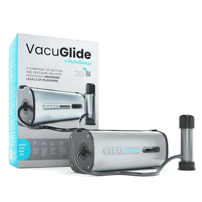 Vacuum pump device with packaging labeled 'VacuGlide' on a white background