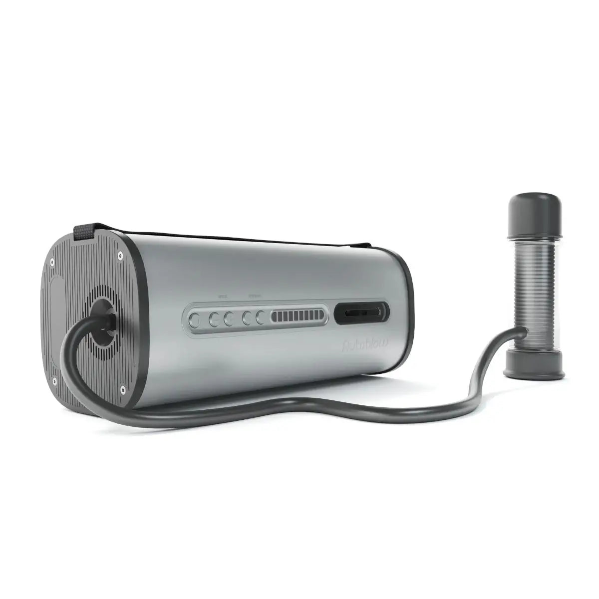 Silver air suction pump Auto Stroker with hose on a white background