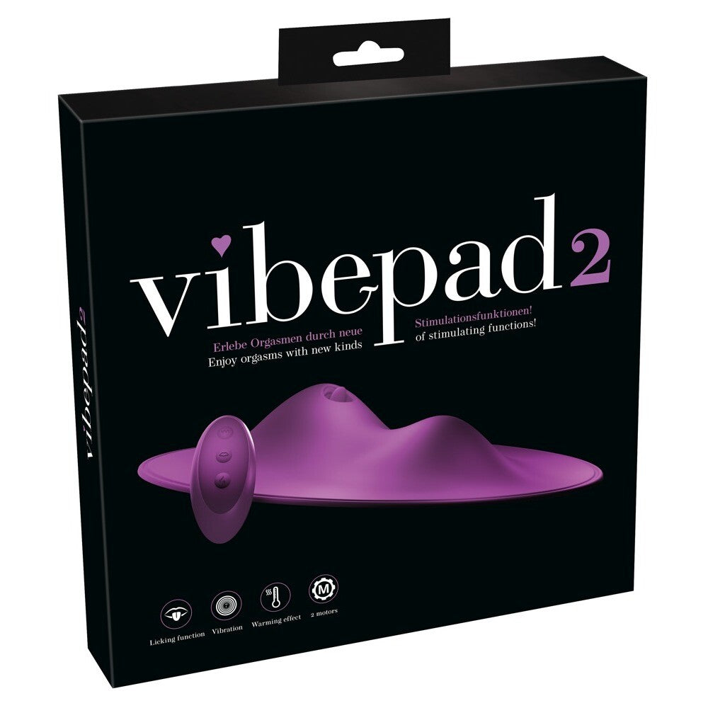 Box of Vibepad 2 with purple device on a white background