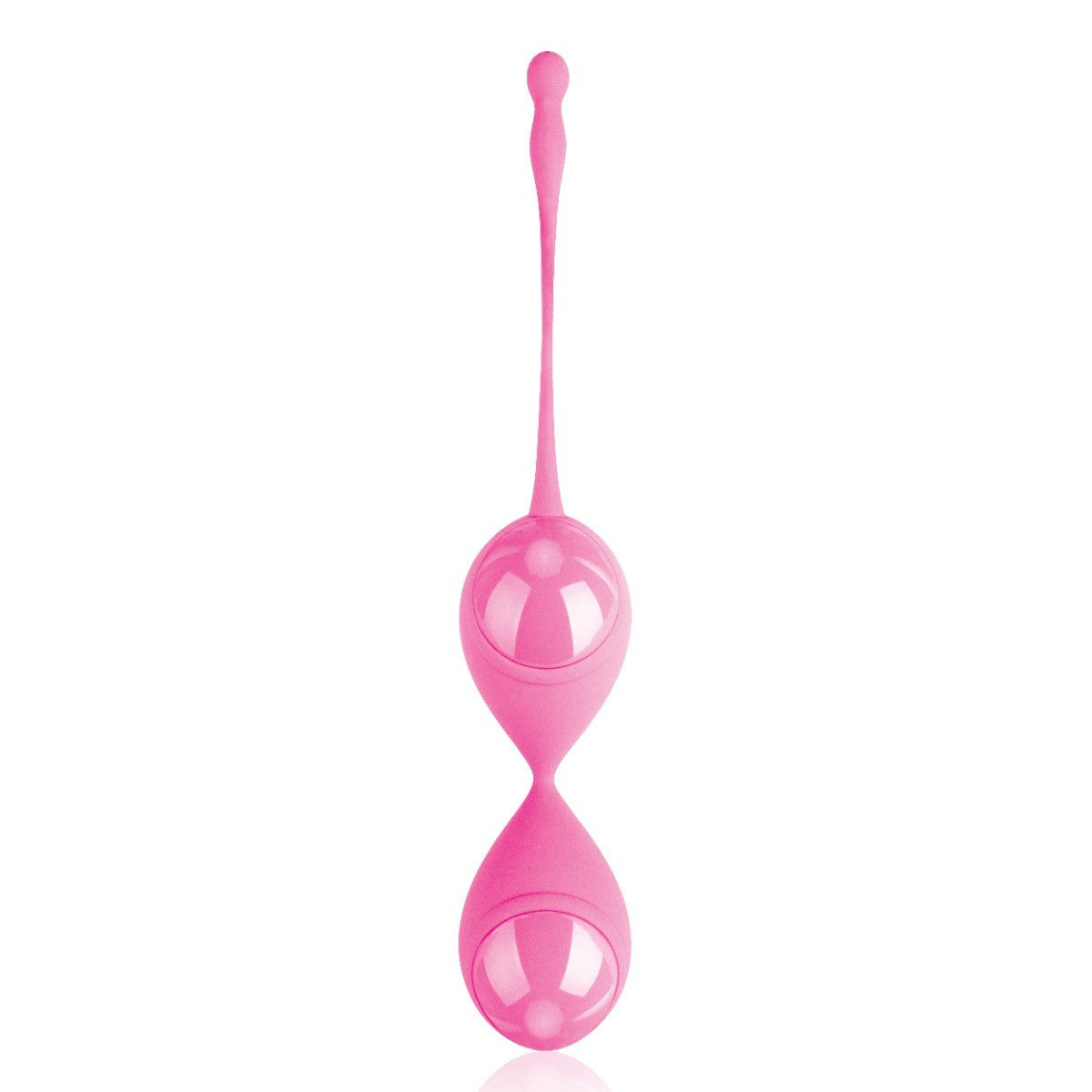 Pink egg-shaped sex toy with a long stem on a white background